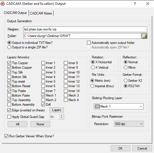 null Xuất file Gerber