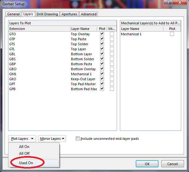 null Cấu hình xuất file Gerber